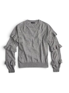 J. Crew Ruffle Sleeve Sweater in Gray